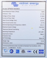 Solar Panel 190W-39 Cells Monocrystalline 1485x668x30mm Series 4c Victron Energy