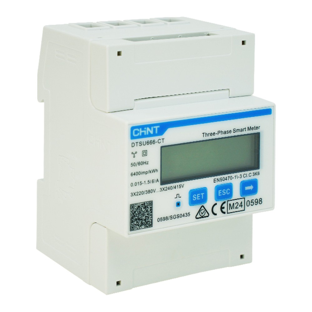 Contatore CHINT trifase, con trasformatori di corrente, Modbus RS485, DTSU666-CT